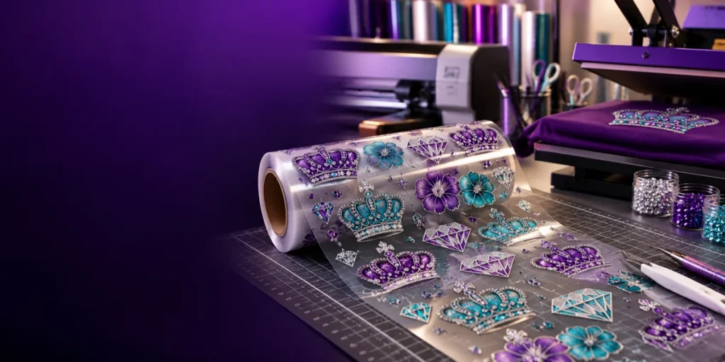Illustrative transfer film and printing workspace